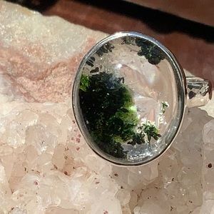 LODOLITE PHANTOM QUARTZ 925 Sterling Silver Ring, Size 8